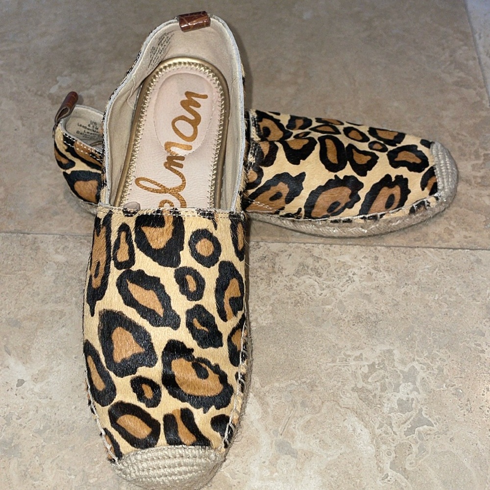 Sam Edelman Leather & Real Calf Hair Espadrilles Chetah Print